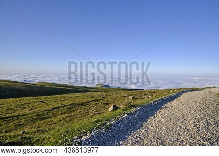 Mountain Road To The Heaven Blue Sky And Clouds
