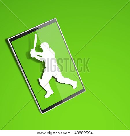 Batteur de cricket en action en jouant sur le cadre sur fond vert.