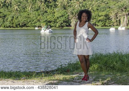 Beautiful Model Wearing White Dress.
