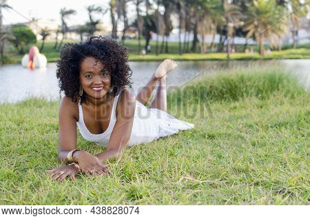 Beautiful Model Wearing White Dress.