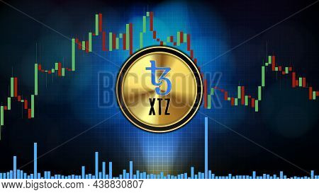 Abstract Futuristic Technology Background Of Tezos (xtz) Price Graph Chart Coin Digital Cryptocurren