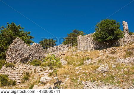 The Ruins Of The Medieval Baska Citadel, Kastel Baska, Overlooking The South Krk Island Town Of Bask