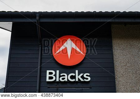Aviemore, Scotland- Oct 18, 2021: The Sign For Blacks Outdoor Clothing Store In Aviemore