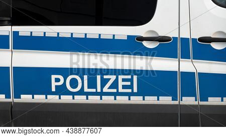 Wetzlar, Germany - 2020-12-27: Side View Of A Typical German Police Car With Lettering 