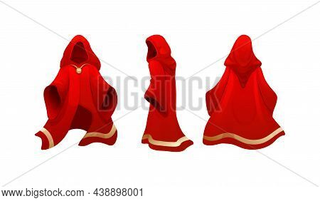 Realistic Magic Red Cape Of Cloak Costume, Mantle Of Magician, Mysterious Costume. Red Velvet Robe M