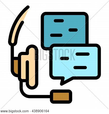 Headset Audio Call Icon. Outline Headset Audio Call Vector Icon Color Flat Isolated