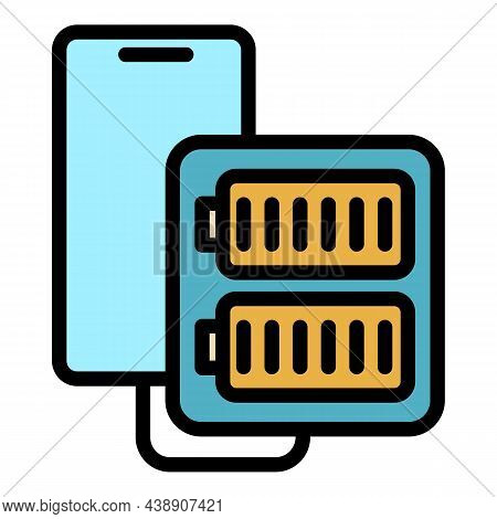 Full Battery Power Bank Icon. Outline Full Battery Power Bank Vector Icon Color Flat Isolated