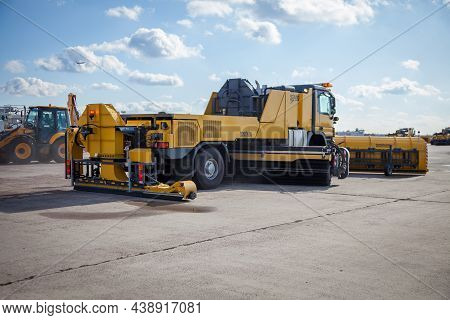 Kyiv, Ukraine - October 29, 2019: Boschung Jetbroom 9600 Snow Removal. Multifunctional Dump Truck Cl