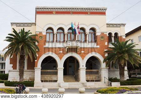 The City Hall Building In Porec. Porec Is A Town On The Western Coast Of The Istrian Peninsula, In C