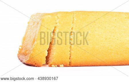 Traditional Homemade Sliced Buttercake, Isolated On A White Background