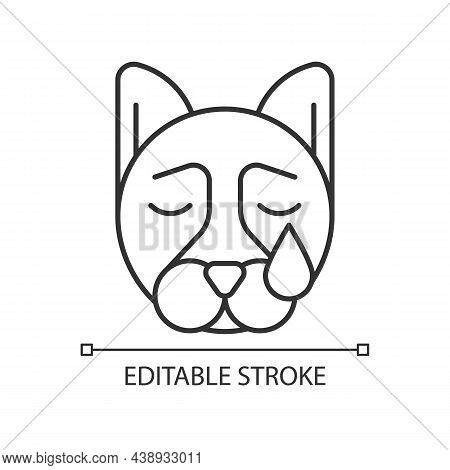 Pet Depression Linear Icon. Sad Animal. Dog Mental Health Problems. Sadness And Low Activity. Thin L