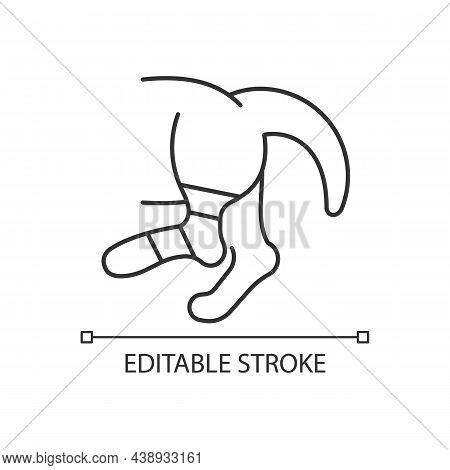 Pet Sprain Linear Icon. Animal With Hurt Limb. Hips And Thighs Strains. Joints And Bones Injury. Thi