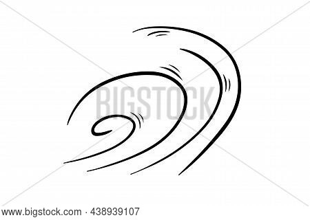 Wind Blow In Doodle Style, Vector Illustration. Wave Cold Air During Windy Weather. Gust Symbol Outl