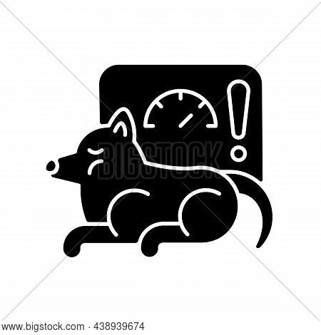 Obesity Black Glyph Icon. Body Fat Excessive Amount. Pet Disease. Overweight Illness. Overfeeding An