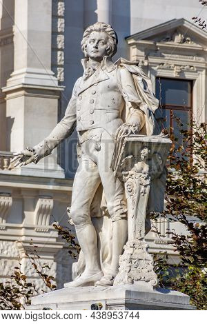 Wolfgang Amadeus Mozart Statue In Burggarten Park, Vienna, Austria