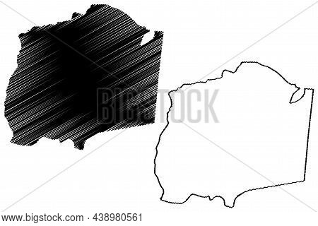 South West Garo Hills District (meghalaya State, Republic Of India) Map Vector Illustration, Scribbl