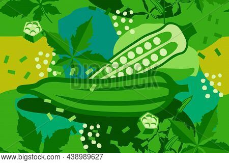 Okra Also Known Ladyfinger Seamless Elements Abstract Vector Design Background