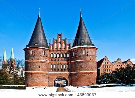 Holstentor, berømte vartegn i Lübeck i Nordtyskland