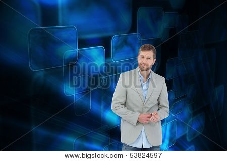 Composite image of suave man in a blazer posing 