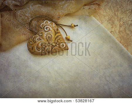 background with beautiful vintage suspension in the form of heart