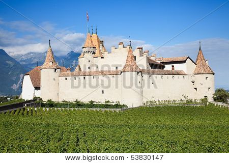 Famous castle Chateau d'Aigle in canton Vaud, Switzerland