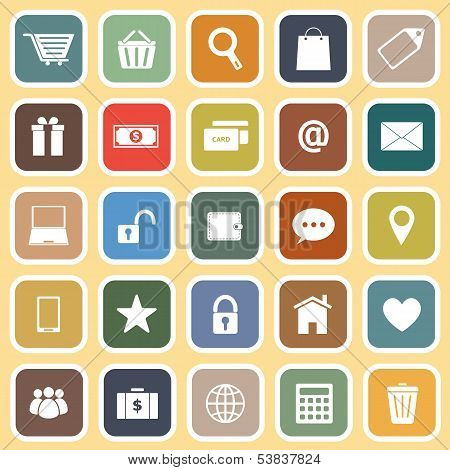 Ecommerce Flat Icons On Yellow Background