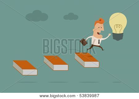 businessman go to light bulb , eps10 vector format