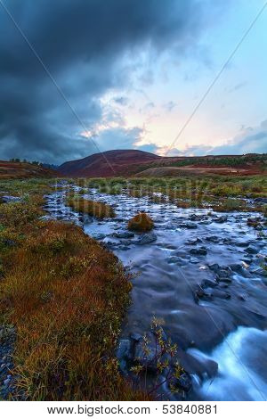 River Tundra Evening Of A Cloud