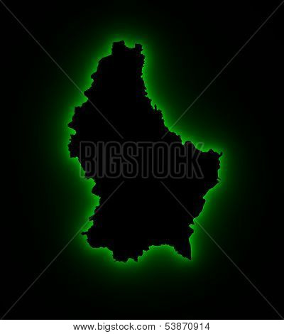 Luxembourg map 3D green light