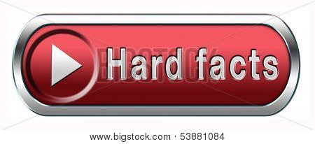 hard facts or proof, scientific proven fact button or icon