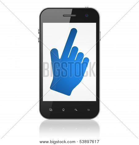 Marketing concept: Mouse Cursor on smartphone