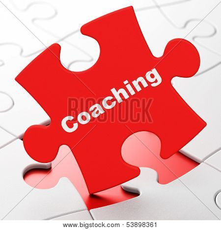 Education concept: Coaching on puzzle background