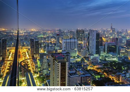 Urban City Skyline At Mornging, Bangkok Thailand