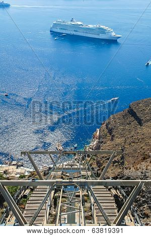 The Elevator On The Cliffs Of Santorini