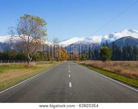 Straight road in Canterbury region, NZ