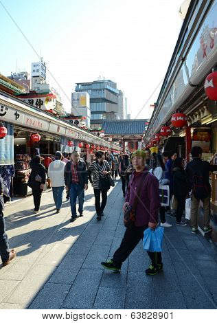 Tokyo, Japan - Nov 21 : Nakamise Shopping Street In Asakusa, Tokyo