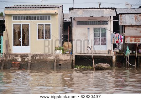 Houses On The Meekong Delta Vietnam