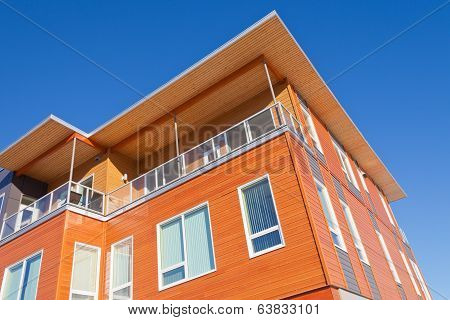 Modern Timber Clad Condo Building Exterior Detail