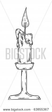 Candlestick With Burning Candle Sketch
