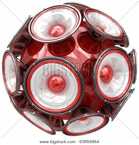 Audio speakers sphere isolated on white