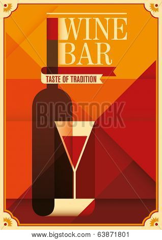 Retro wine bar poster. Vector illustration.