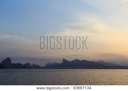 Sunset Mountains Of Rio De Janeiro From Niteroi