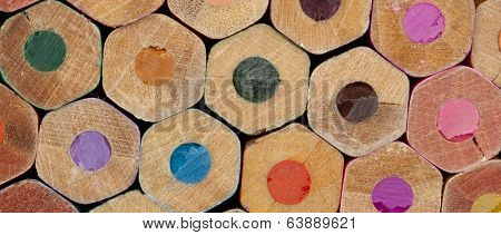 Texture of colored pencils close up