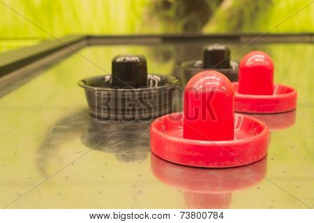 Air Hockey Table With Dramatic Lighting