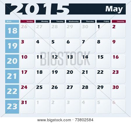 Calendar 2015 May vector design template