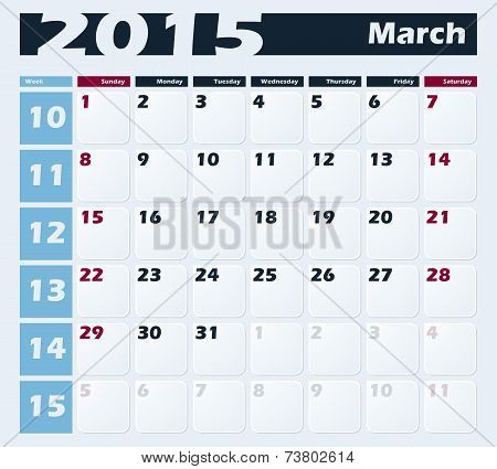 Calendar 2015 March vector design template