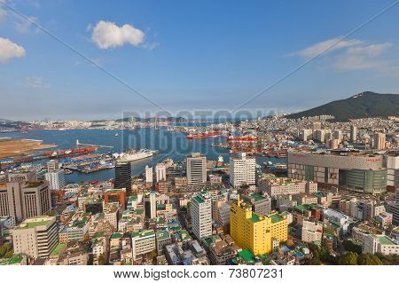 View Of Busan City And Port, South Korea