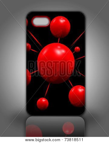 Smartphone Back Cover Black And Red  On  Grey Background