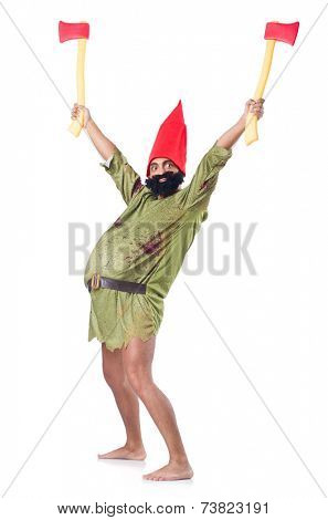 Savage man isolated on white