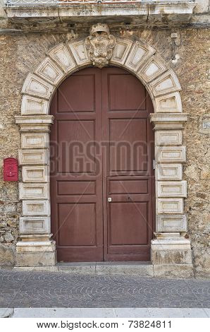 Wooden door. Brienza. Basilicata. Italy.